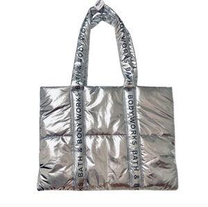 Bath & Body silver puff tote